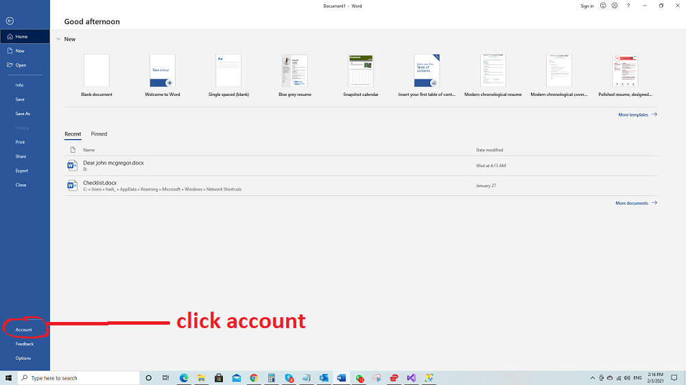 how to remove old office 365 account from windows 10